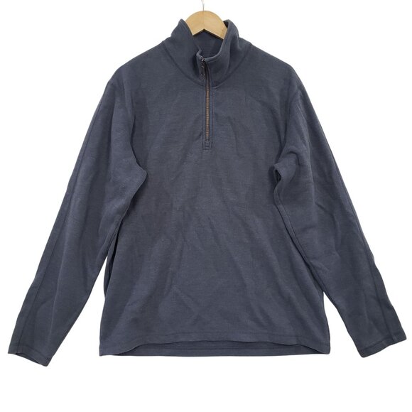 Eddie Bauer Mens Navy 1/4 Zip Pullover Sweater L Tall Casual Outdoor Layering - Picture 1 of 5